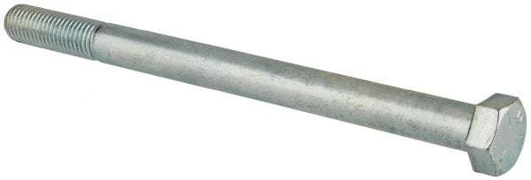 Made in USA - 3/4-10 UNC, 10" Length Under Head Hex Head Cap Screw - Partially Threaded, Grade 5 Steel, Zinc-Plated Finish, 1-1/8" Hex - Benchmark Tooling