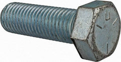 Made in USA - 7/8-9 UNC, 2-3/4" Length Under Head Hex Head Cap Screw - Fully Threaded, Grade 5 Steel, Zinc-Plated Finish, 1-5/16" Hex - Benchmark Tooling