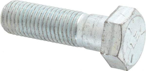 Made in USA - 7/8-9 UNC, 3" Length Under Head Hex Head Cap Screw - Partially Threaded, Grade 5 Steel, Zinc-Plated Finish, 1-5/16" Hex - Benchmark Tooling