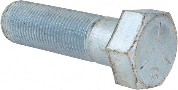 Made in USA - 7/8-14 UNF, 3" Length Under Head Hex Head Cap Screw - Partially Threaded, Grade 5 Steel, Zinc-Plated Finish, 1-5/16" Hex - Benchmark Tooling