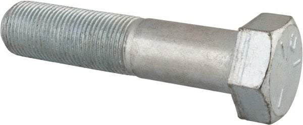 Made in USA - 7/8-14 UNF, 4" Length Under Head Hex Head Cap Screw - Partially Threaded, Grade 5 Steel, Zinc-Plated Finish, 1-5/16" Hex - Benchmark Tooling