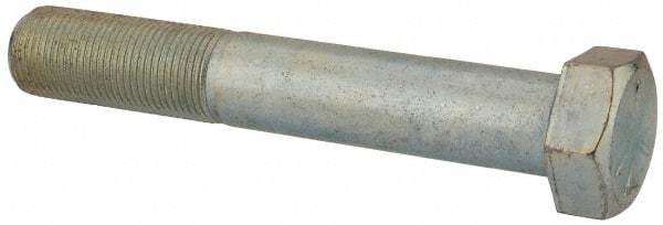 Made in USA - 7/8-14 UNF, 5-1/2" Length Under Head Hex Head Cap Screw - Partially Threaded, Grade 5 Steel, Zinc-Plated Finish, 1-5/16" Hex - Benchmark Tooling