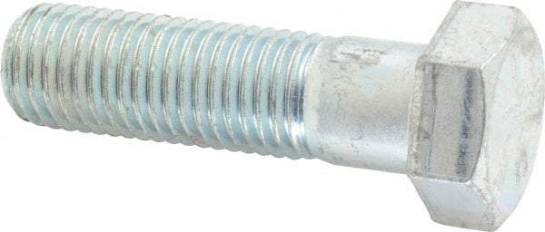 Made in USA - 1-8 UNC, 3-1/2" Length Under Head Hex Head Cap Screw - Partially Threaded, Grade 5 Steel, Zinc-Plated Finish, 1-1/2" Hex - Benchmark Tooling