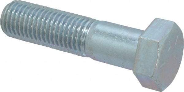 Made in USA - 1-8 UNC, 4" Length Under Head Hex Head Cap Screw - Partially Threaded, Grade 5 Steel, Zinc-Plated Finish, 1-1/2" Hex - Benchmark Tooling