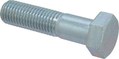 Made in USA - 1-8 UNC, 4" Length Under Head Hex Head Cap Screw - Partially Threaded, Grade 5 Steel, Zinc-Plated Finish, 1-1/2" Hex - Benchmark Tooling