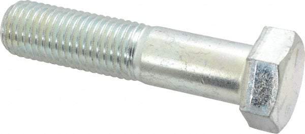 Made in USA - 1-8 UNC, 4-1/2" Length Under Head Hex Head Cap Screw - Partially Threaded, Grade 5 Steel, Zinc-Plated Finish, 1-1/2" Hex - Benchmark Tooling