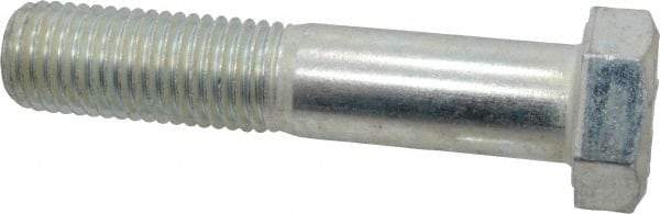 Made in USA - 1-8 UNC, 5" Length Under Head Hex Head Cap Screw - Partially Threaded, Grade 5 Steel, Zinc-Plated Finish, 1-1/2" Hex - Benchmark Tooling