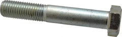 Made in USA - 1-8 UNC, 6" Length Under Head Hex Head Cap Screw - Partially Threaded, Grade 5 Steel, Zinc-Plated Finish, 1-1/2" Hex - Benchmark Tooling