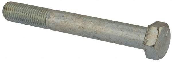 Made in USA - 1-8 UNC, 8" Length Under Head Hex Head Cap Screw - Partially Threaded, Grade 5 Steel, Zinc-Plated Finish, 1-1/2" Hex - Benchmark Tooling