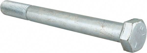 Made in USA - 1-8 UNC, 10" Length Under Head Hex Head Cap Screw - Partially Threaded, Grade 5 Steel, Zinc-Plated Finish, 1-1/2" Hex - Benchmark Tooling