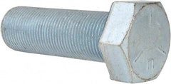 Made in USA - 1-14 UNF, 3" Length Under Head Hex Head Cap Screw - Fully Threaded, Grade 5 Steel, Zinc-Plated Finish, 1-1/2" Hex - Benchmark Tooling