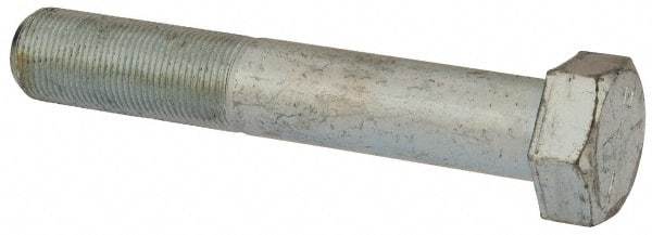 Made in USA - 1-14 UNF, 6" Length Under Head Hex Head Cap Screw - Partially Threaded, Grade 5 Steel, Zinc-Plated Finish, 1-1/2" Hex - Benchmark Tooling