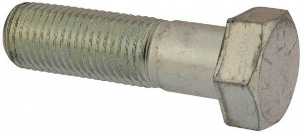 Made in USA - 1-1/4 - 7 UNC, 4-1/2" Length Under Head Hex Head Cap Screw - Partially Threaded, Grade 5 Steel, Zinc-Plated Finish, 1-7/8" Hex - Benchmark Tooling