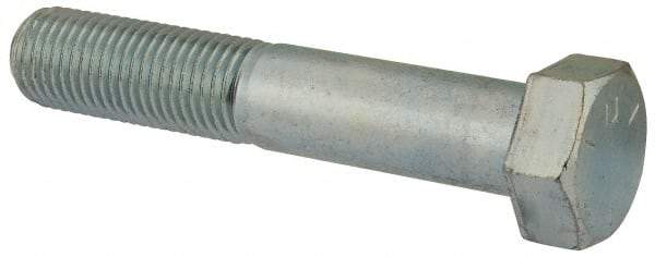 Made in USA - 1-1/4 - 7 UNC, 7" Length Under Head Hex Head Cap Screw - Partially Threaded, Grade 5 Steel, Zinc-Plated Finish, 1-7/8" Hex - Benchmark Tooling