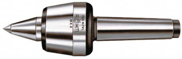 Rohm - MT6 Taper Shank, 4.134" Head Diam 5,512 Lb Capacity Live Center - 2,600 Max RPM, 3.217" Head Length, 1.9685" Point Diam, 3.071" Point Len, 5,500 Lb Max Workpc, 13.976" OAL, Long Point - Benchmark Tooling