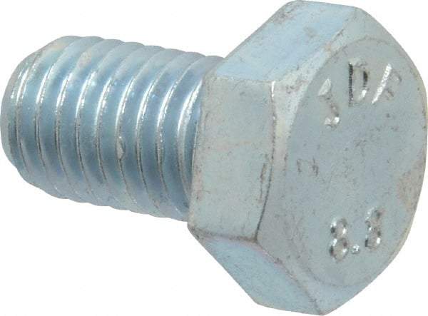 Value Collection - M12x1.75mm Metric Coarse, 20mm Length Under Head Hex Head Cap Screw - Fully Threaded, Grade 8.8 Steel, Zinc-Plated Finish, 19mm Hex - Benchmark Tooling