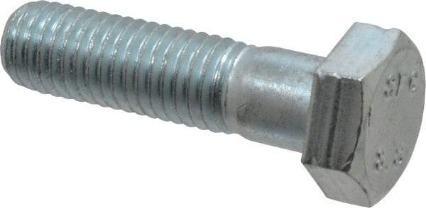 Value Collection - M12x1.75mm Metric Coarse, 45mm Length Under Head Hex Head Cap Screw - Partially Threaded, Grade 8.8 Steel, Zinc-Plated Finish, 19mm Hex - Benchmark Tooling