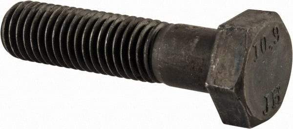 Value Collection - M12x1.75mm Metric Coarse, 50mm Length Under Head Hex Head Cap Screw - Partially Threaded, Grade 10.9 Steel, Black Oxide Finish, 19mm Hex - Benchmark Tooling