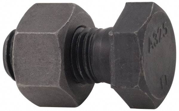 Value Collection - 1-8 Thread, 2-3/4" Length Under Head, Steel Hex Head Bolt - Uncoated, UNC Thread, ASTM A325 - Benchmark Tooling