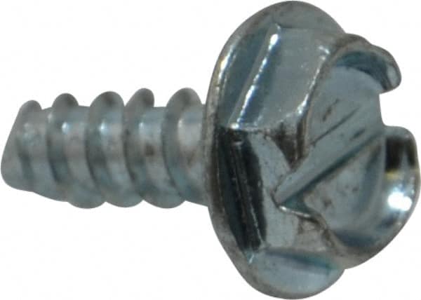 Value Collection - #6 Hex Washer Head Slotted Sheet Metal Screw - Steel, 3/8" Length Under Head, Grade 2 - Benchmark Tooling