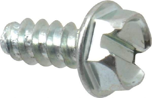 Value Collection - #8 Hex Washer Head Slotted Sheet Metal Screw - Steel, 3/8" Length Under Head, Grade 2 - Benchmark Tooling