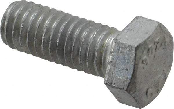 Value Collection - 3/8-16 Thread, 1" Length Under Head, Steel Hex Head Bolt - Hot Dipped Galvanized Coated, 9/16" Hex, UNC Thread, ANSI/ASME B18.2.2 & ASME B18.2.1, Grade 2 - Benchmark Tooling