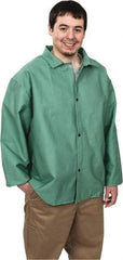 Steel Grip - Size 2XL Welding & Flame Resistant/Retardant Jacket - Green, Cotton, Snaps Closure, 52 to 54" Chest - Benchmark Tooling