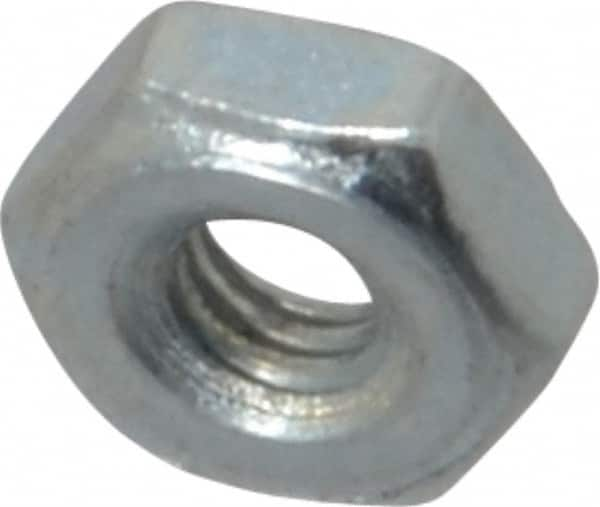 Value Collection - #4-48 UN Steel Right Hand Machine Screw Hex Nut - 1/4" Across Flats, 0.098" High, Zinc-Plated Finish, 2B Class of Fit - Benchmark Tooling