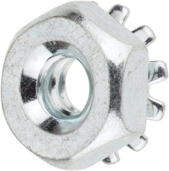 Value Collection - #6-32, Zinc Plated, Steel Hex Nut with External Tooth Washer - 11/32" Washer Diam, 5/16" Width Across Flats - Benchmark Tooling