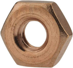 Value Collection - #10-24 UNC Silicon Bronze Right Hand Machine Screw Hex Nut - 3/8" Across Flats, 1/8" High, Uncoated - Benchmark Tooling