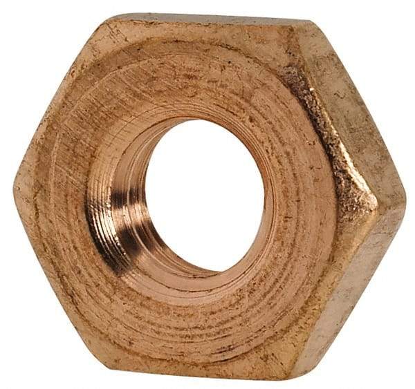 Value Collection - #10-32 UNF Silicon Bronze Right Hand Machine Screw Hex Nut - 3/8" Across Flats, 1/8" High, Uncoated - Benchmark Tooling