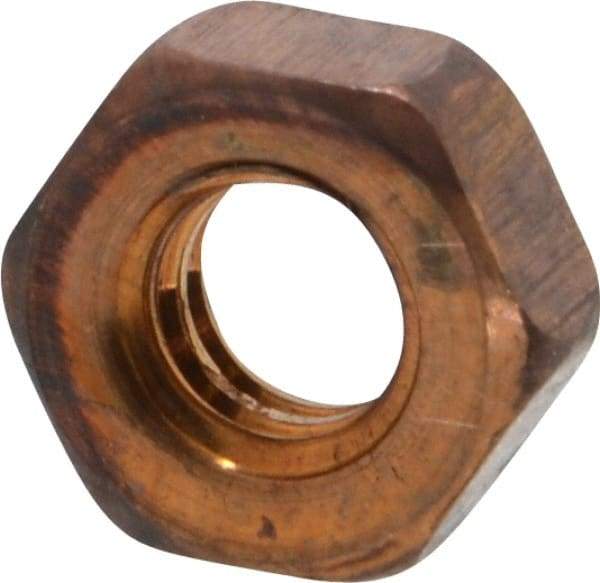 Value Collection - 1/4-20 UN Silicon Bronze Right Hand Machine Screw Hex Nut - 7/16" Across Flats, 3/16" High, Uncoated - Benchmark Tooling