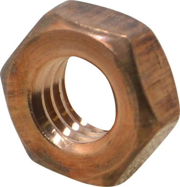 Value Collection - 3/8-16 UNC Silicon Bronze Right Hand Machine Screw Hex Nut - 5/8" Across Flats, 1/4" High, Uncoated - Benchmark Tooling