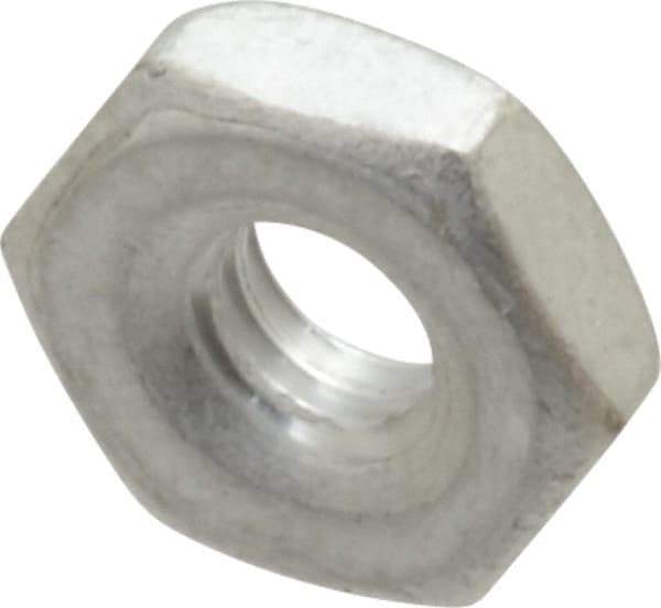 Value Collection - #8-32 UNC Aluminum Right Hand Machine Screw Hex Nut - 11/32" Across Flats, 1/8" High, Uncoated - Benchmark Tooling