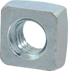 Value Collection - 3/8-16 Steel Square Nut - Zinc Plated, 5/8" Square Width x 21/64" Overall Height - Benchmark Tooling