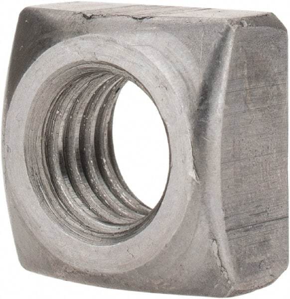 Value Collection - 1/2-13 Steel Square Nut - Uncoated, 13/16" Square Width x 7/16" Overall Height - Benchmark Tooling