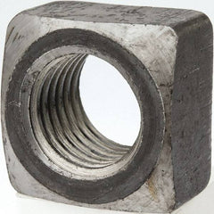 Value Collection - 1-1/8-7 Steel Square Nut - Uncoated, 1-11/16" Square Width x 1" Overall Height - Benchmark Tooling