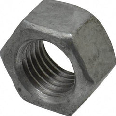 Value Collection - 1-8 UNC Steel Right Hand Hex Nut - 1-1/2" Across Flats, 55/64" High, Hot Dipped Galvanized Finish - Benchmark Tooling