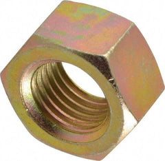 Value Collection - 1-1/4 - 7 UNC Steel Right Hand Hex Nut - 1-7/8" Across Flats, 1-1/16" High, Zinc Yellow Dichromate Finish - Benchmark Tooling