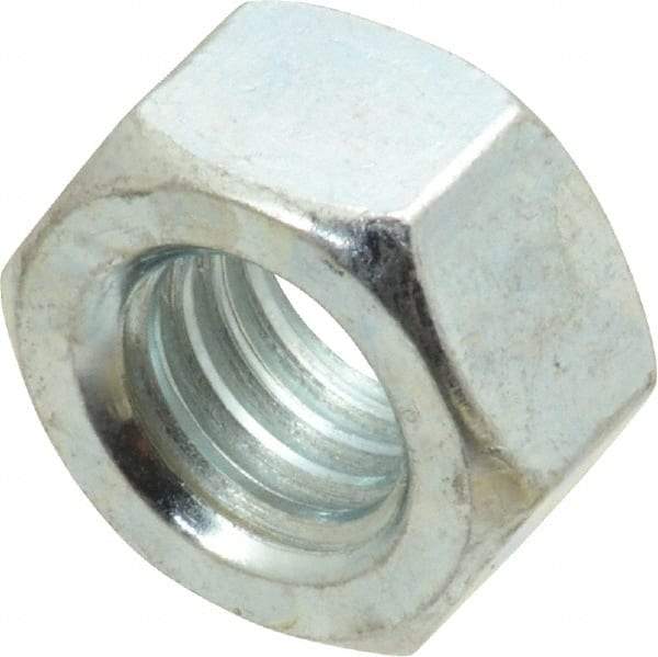 Value Collection - 7/16-14 UNC Steel Right Hand Hex Nut - 11/64" Across Flats, 3/8" High, Zinc-Plated Finish - Benchmark Tooling