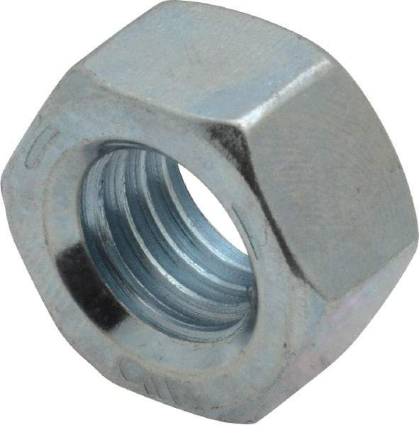 Value Collection - 9/16-12 UNC Steel Right Hand Hex Nut - 7/8" Across Flats, 31/64" High, Zinc-Plated Finish - Benchmark Tooling