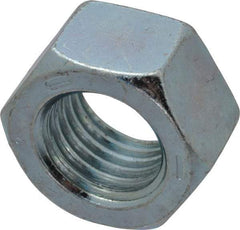 Value Collection - 1-8 UNC Steel Right Hand Hex Nut - 1-1/2" Across Flats, 55/64" High, Zinc-Plated Finish - Benchmark Tooling