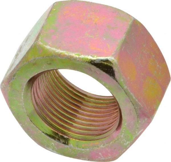 Value Collection - 1-14 UNS Steel Right Hand Hex Nut - 1-1/2" Across Flats, 55/64" High, Zinc Yellow Dichromate Finish - Benchmark Tooling