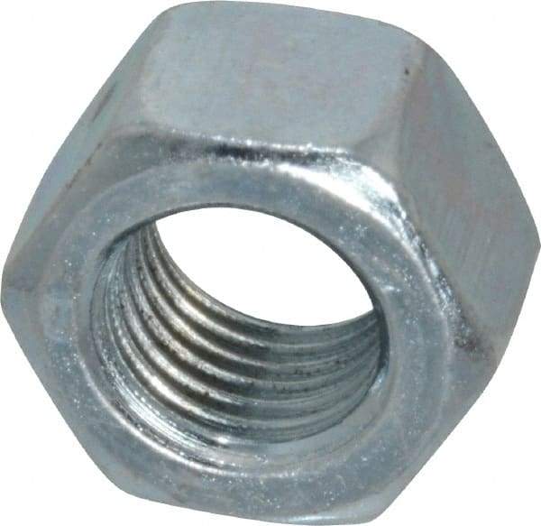 Value Collection - 3/8-24 UN Steel Right Hand Hex Nut - 9/16" Across Flats, 21/64" High, Zinc-Plated Finish - Benchmark Tooling