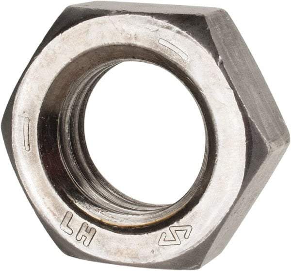 Value Collection - 1-8 UNC Steel Left Hand Hex Jam Nut - 1-1/2" Across Flats, 35/64" High, Uncoated - Benchmark Tooling