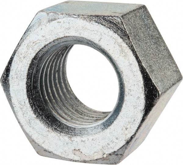 Value Collection - 1-1/8 - 7 UNC Steel Right Hand Heavy Hex Nut - 1-13/16" Across Flats, 1-7/64" High, Zinc-Plated Finish - Benchmark Tooling