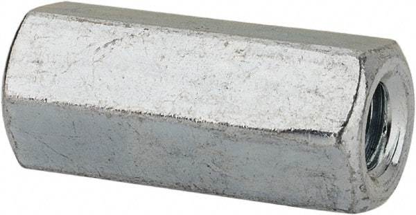 Value Collection - #10-24 UNC, 3/4" OAL Steel Standard Coupling Nut - Zinc-Plated Finish, 5/16" Width Across Flats - Benchmark Tooling