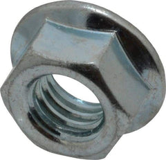 Value Collection - 3/8-16, 3/4" Flange Diam, Serrated Flange Nut - Grade Grade 2 Steel, Zinc-Plated Finish, 0.347" Flange Height - Benchmark Tooling