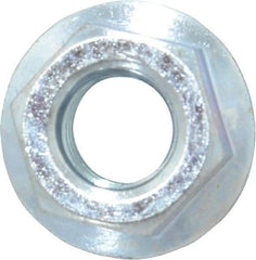 Value Collection - 7/16-14, 15/16" Flange Diam, Serrated Flange Nut - Grade Grade 2 Steel, Zinc-Plated Finish, 0.395" Flange Height - Benchmark Tooling