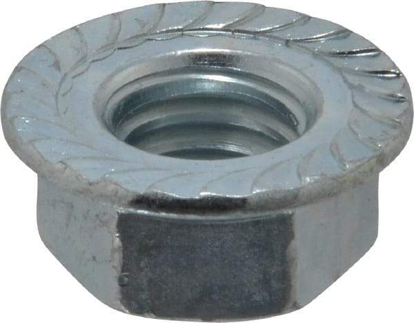 Value Collection - 1/2-13, 1.031" Flange Diam, Serrated Flange Nut - Grade Grade 2 Steel, Zinc-Plated Finish, 0.458" Flange Height - Benchmark Tooling